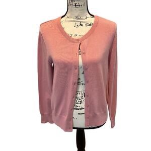 Classic Pink Button-Up Cardigan Sweater Size Medium